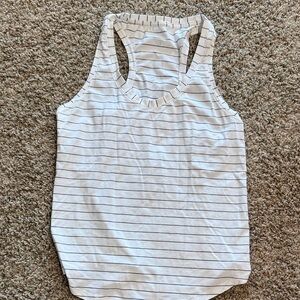 Lululemon Athletica White and Black Striped Tank Top